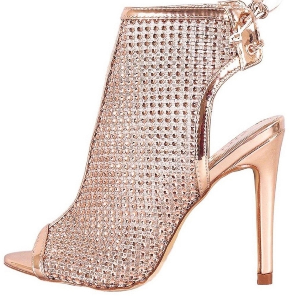 Windsor Rose Gold Rhinestone Booties - Picture 2 of 4
